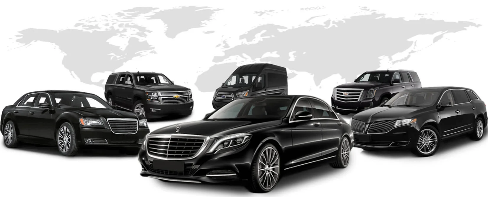 Various black cars on a map background
