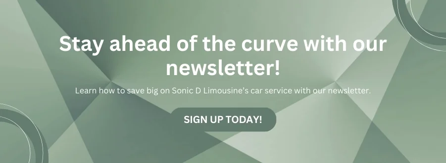 Sonic D Limousine A website with the words stay ahead of the curve with our newsletter.